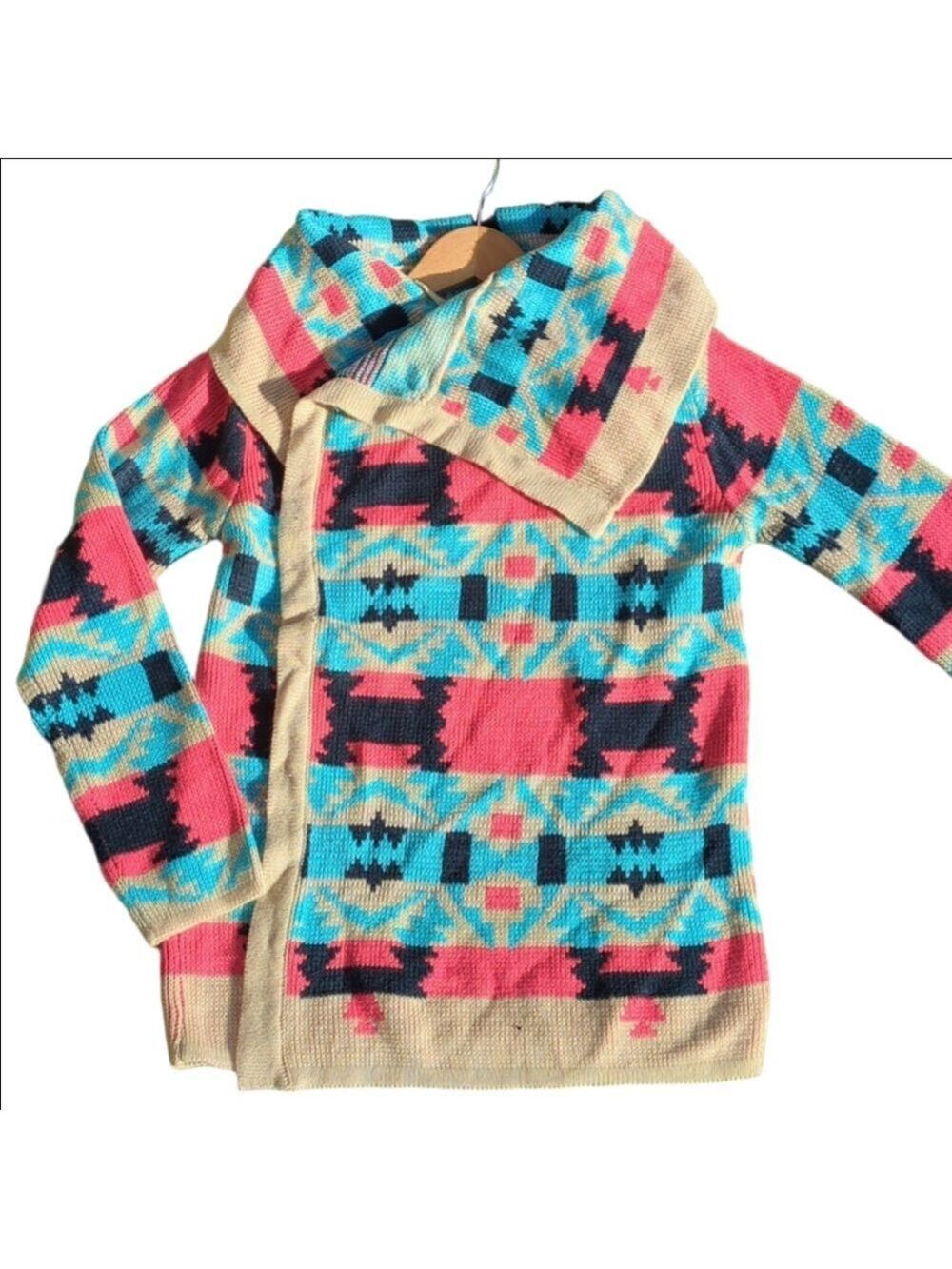 Kate Collection Tribal Geometric Open Front Cardigan Sweater